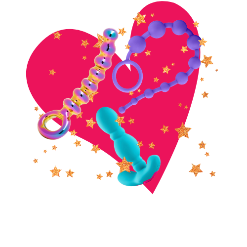 image of butt plugs over a heart with stars