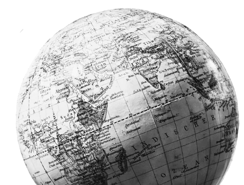 a vintage globe in monochrome
