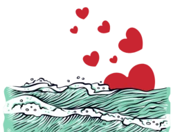 image of hearts coming from a stormy sea