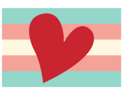 a trans flag with a big red Scarleteen heart on it because we love you