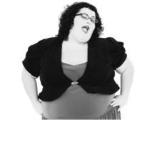 A joyously smiling fat person. 